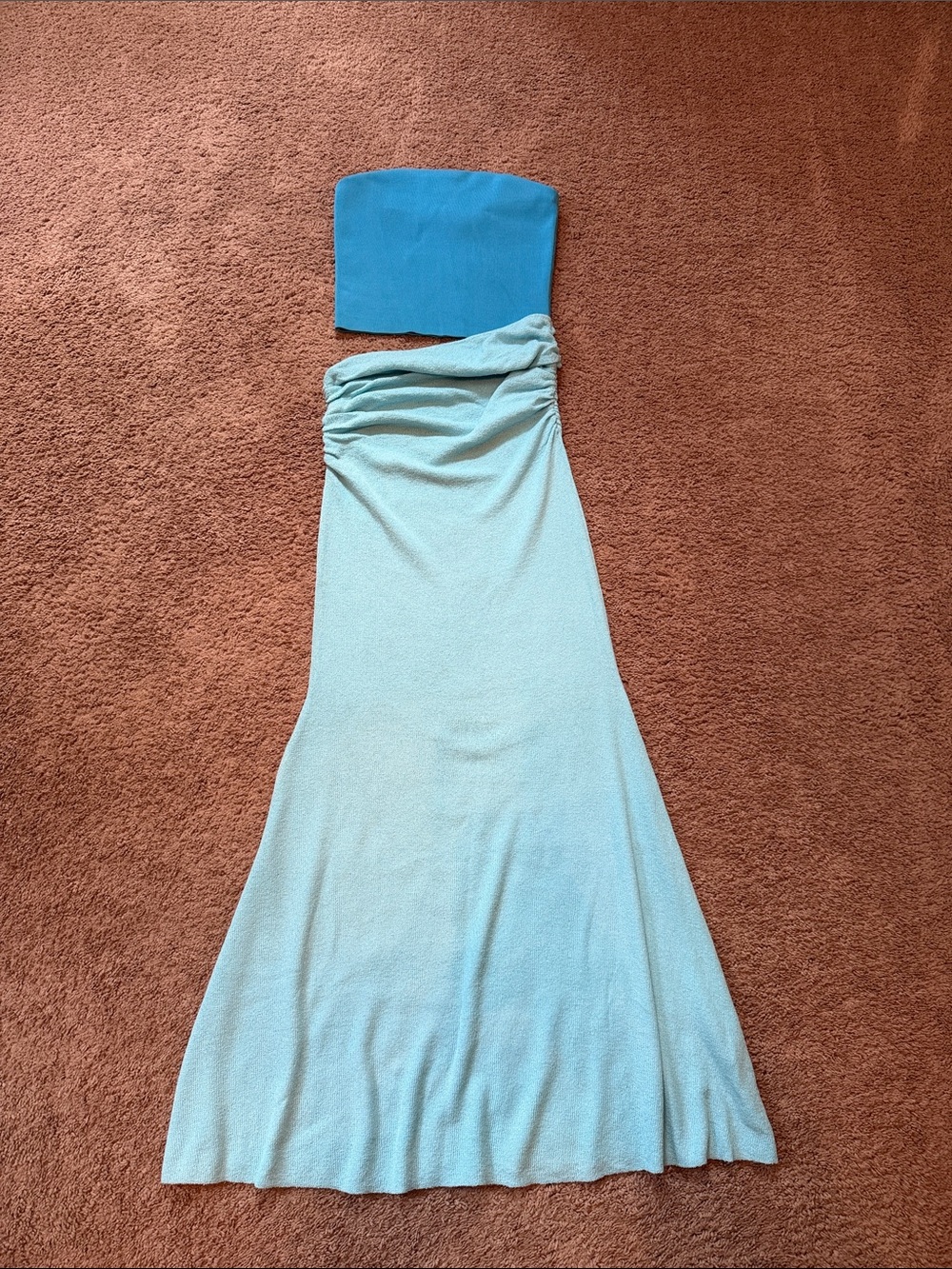 Jasiel Strapless Knit Maxi Dress - Cyan Blue  (Medium)